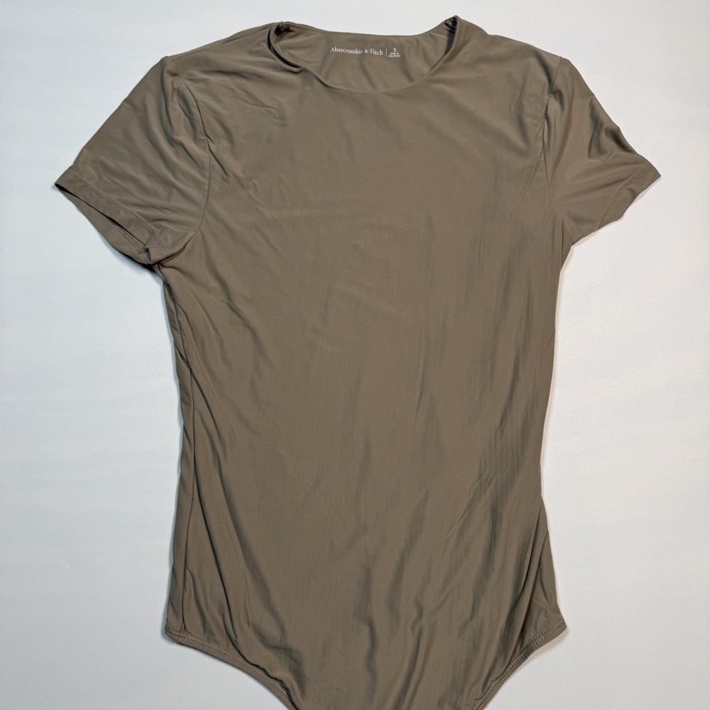 Abercrombie & Fitch Bodysuit Womens Small Brown Short Sleeve Crew Neck One Piece